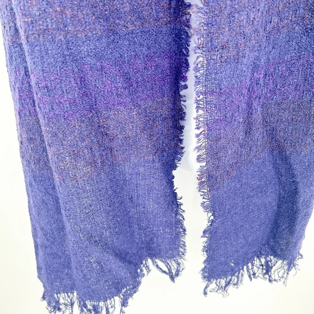 Kerry Woollen Mills Celtic Womens Purple Lambswool Blend Fringed Wrap Shawl OS